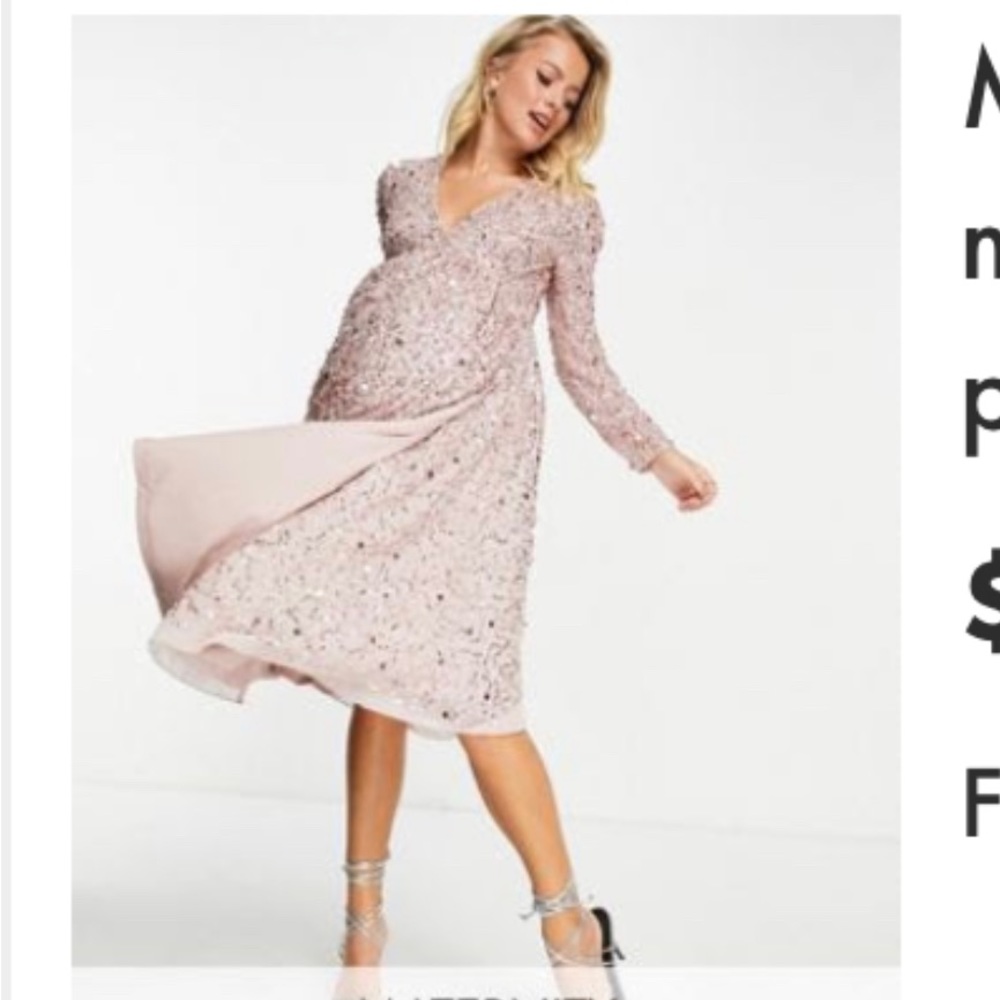 Pink Sequin Maya Deluxe Maternity Dress (ASOS)